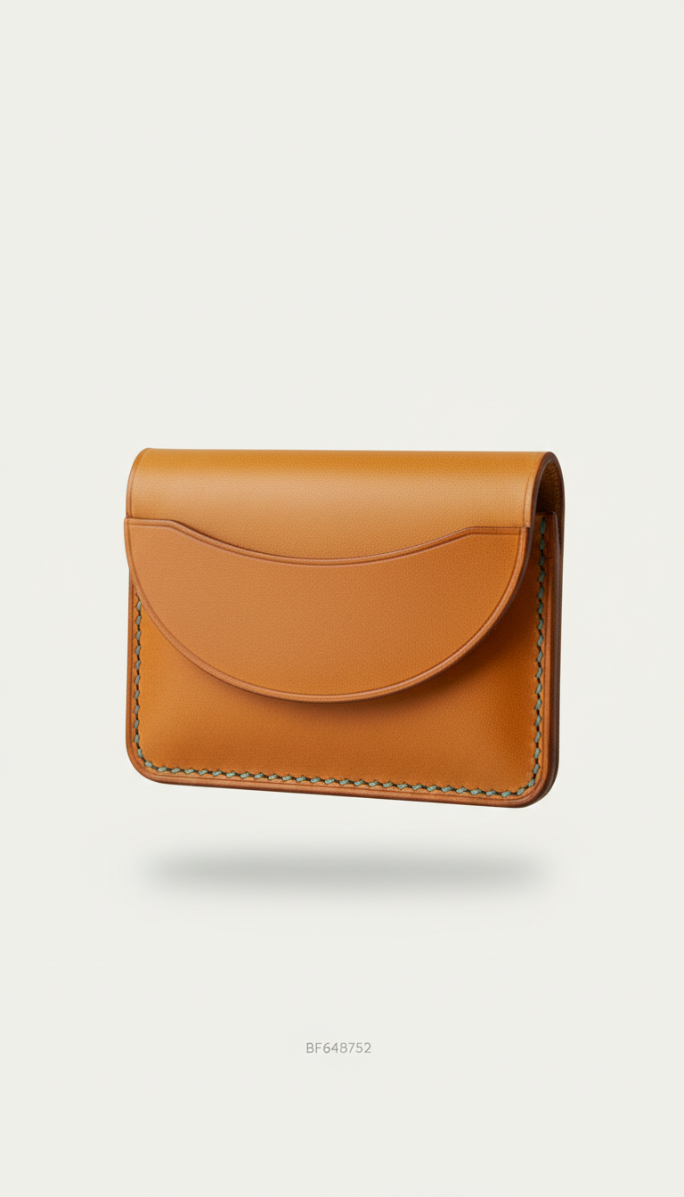 Artisan leather cardholder signature detailing